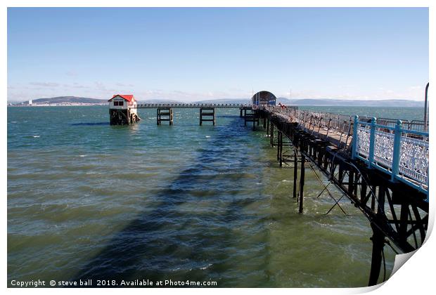 Mumbles pier and RNLI lifeboat station, Swansea Print by steve ball