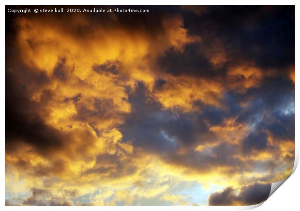 Sunset clouds Print by steve ball
