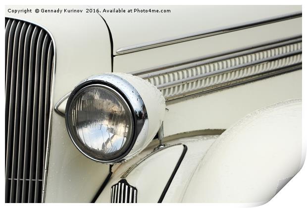 headlamp of vintage car Print by Gennady Kurinov