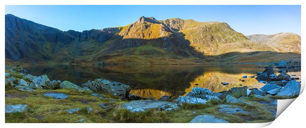 Llyn Idwal Mountains Reflection Panorama Print by Owen Gee