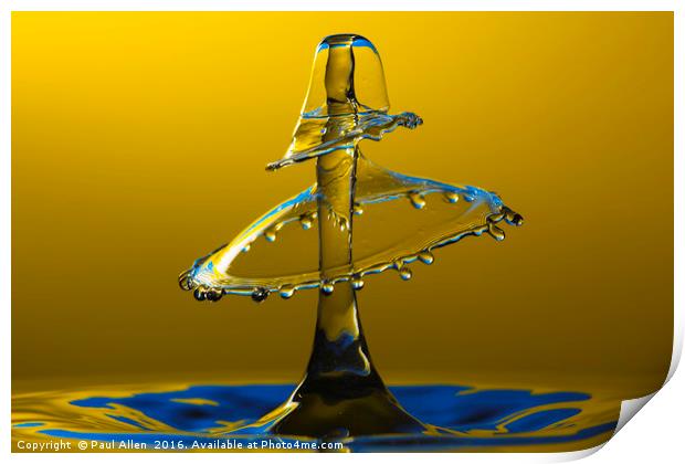 A double water drop collision Print by Paul Allen