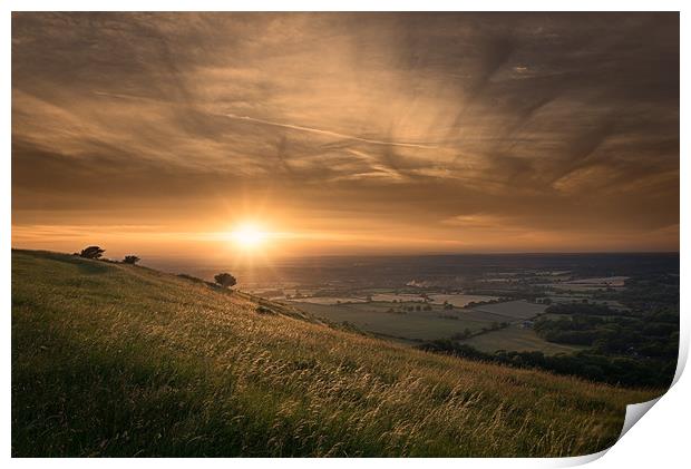 Ditchling Beacon Sunset Print by Pablo Rodriguez