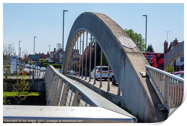 A modern steel road bridge over the river Aon Print by Joy Walker