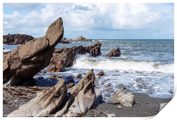 Rocks on Ilfracombe Beach, Devon, England, UK Print by Joy Walker
