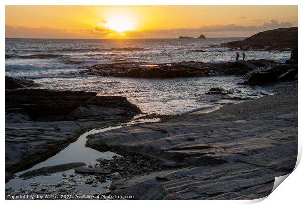 Sunset over the Atlantic Ocean Print by Joy Walker