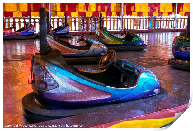 Stationary bumper cars Print by Joy Walker