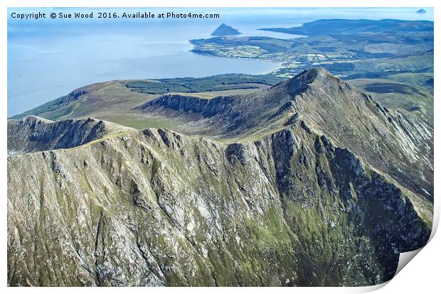 ARRAN FROM THE SKY Print by Sue Wood