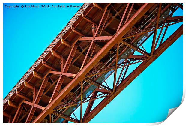 Iron girders of Scotland's Forth Rail Bridge Print by Sue Wood
