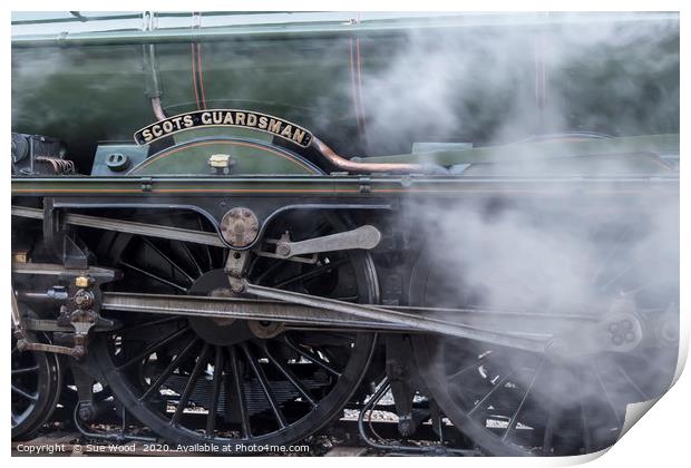 steam train wheels Print by Sue Wood