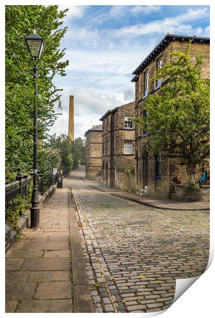 The cobbled streets of Saltaire, West Yorkshire.  Print by Ros Crosland