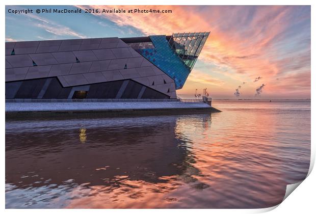 The Deep in Hull, Winter Sunrise on the Humber Print by Phil MacDonald