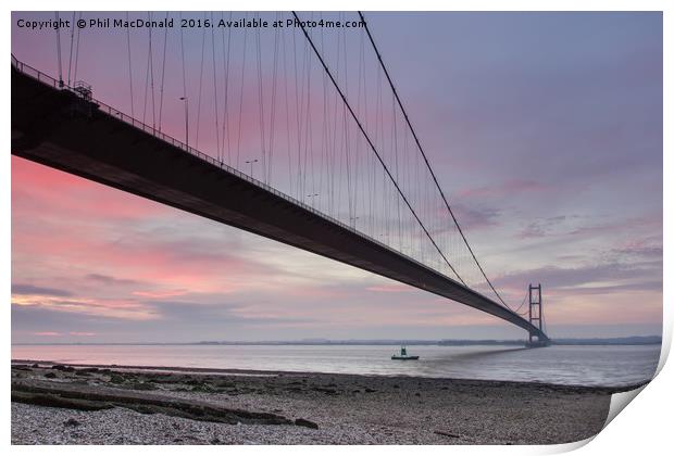 Humber Bridge Dawn, Hull Print by Phil MacDonald