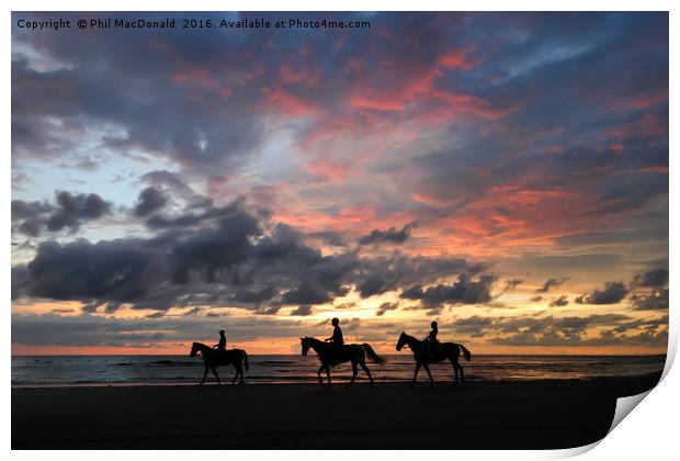 Pantai Dalit beach in Borneo, Sunset Horse Riders Print by Phil MacDonald