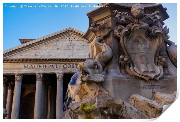 Rome, Italy Fountain of the Pantheon detail. Print by Theocharis Charitonidis