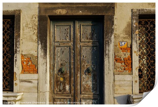 Murano Island, Italy day view of abandoned building facade. Print by Theocharis Charitonidis