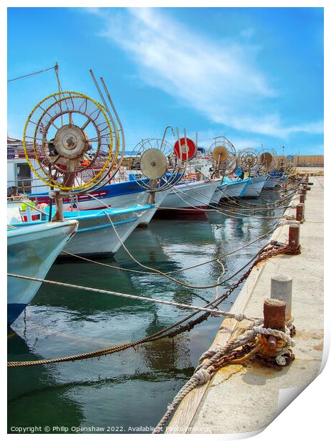 Fishing boats in Paphos harbour  Print by Philip Openshaw
