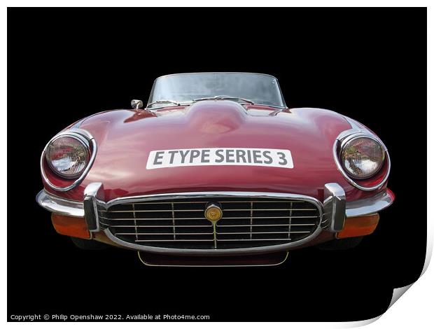 Red Jaguar E Type Sports Car Print by Philip Openshaw