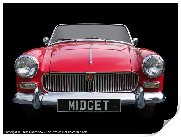 Red 1960s MG Midget sports car Print by Philip Openshaw