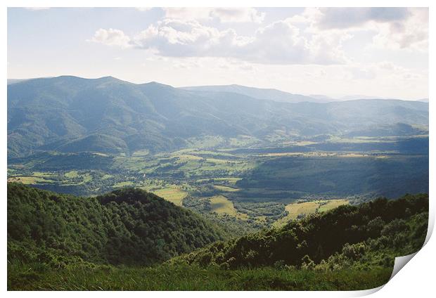 The Carpathian landscape with a view of the valley Print by Anton Popov