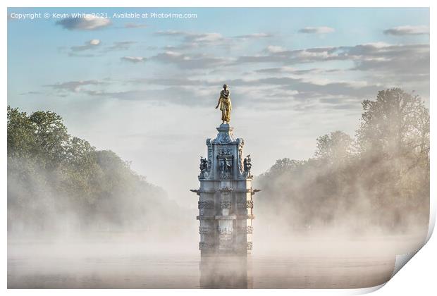 Misty Diana fountain Print by Kevin White