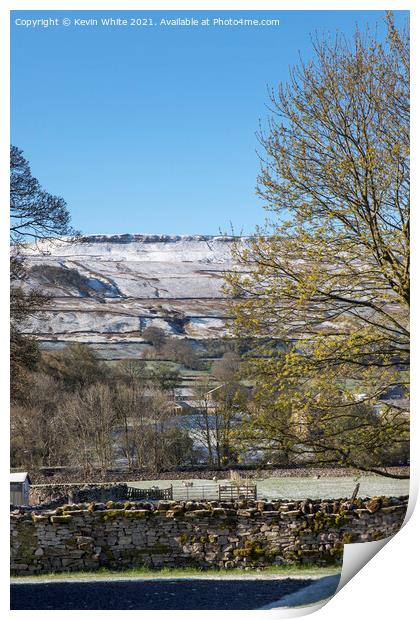 Frosty morning hills view from Hawes camping site Print by Kevin White
