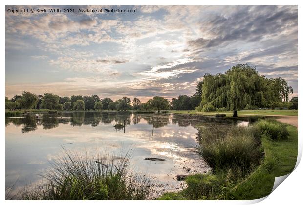 Early morning clouds over Bushy Park ponds Print by Kevin White