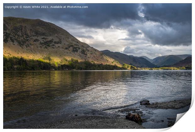 Ullswater gathering clouds Print by Kevin White