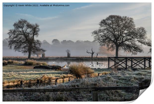 January frost sun and mist Print by Kevin White