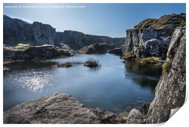Foggintor quarry on a sunny spring day Print by Kevin White