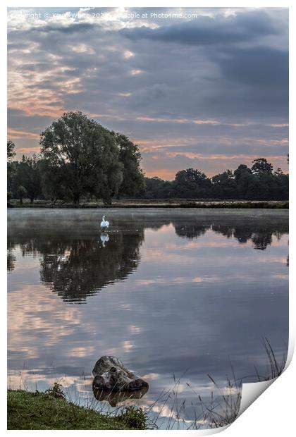 Morning clouds over ponds Print by Kevin White