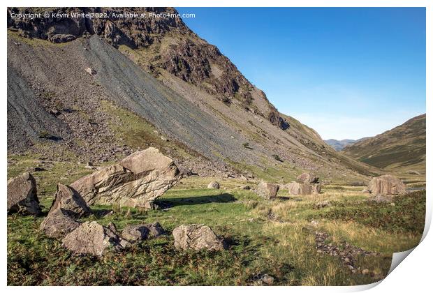 Fallen rocks at Honister pass in Cumbria Print by Kevin White