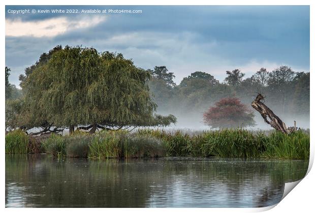 October dawn mist at Heron Pond Print by Kevin White