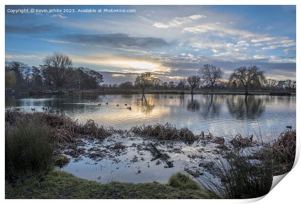 Cold early January dawn at Bushy Park Print by Kevin White