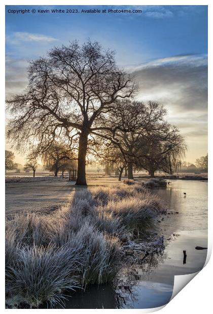 February sunrise over a frosty pond Print by Kevin White
