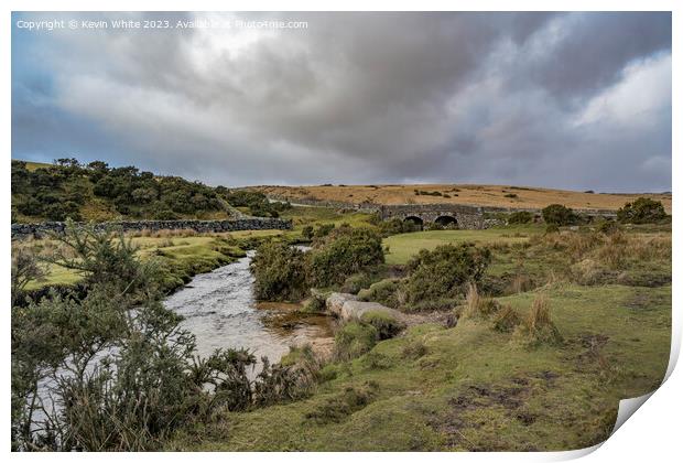 Rugged Dartmoor in February on a cold stormy day Print by Kevin White