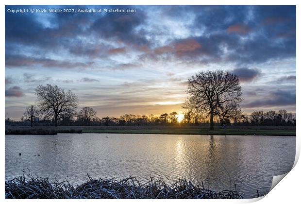 Mid winter sunrise at Bushy Park Print by Kevin White