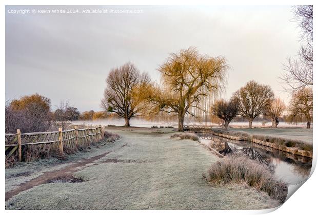 Winter Frosty scene at Bushy Park Surrey Print by Kevin White