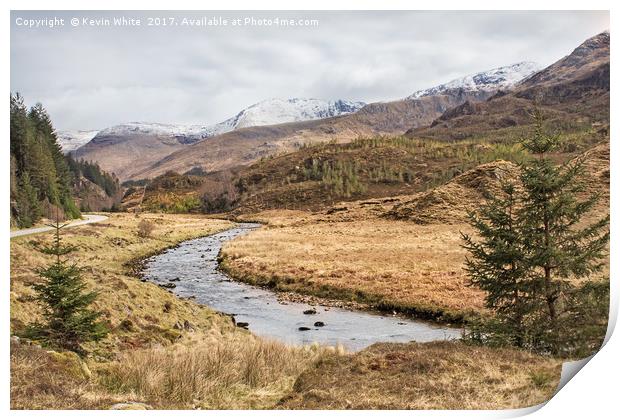 Glen Shiel roadside stream Print by Kevin White