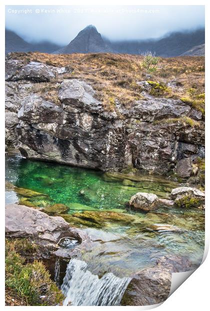 Fairy Pools vivid green water Print by Kevin White