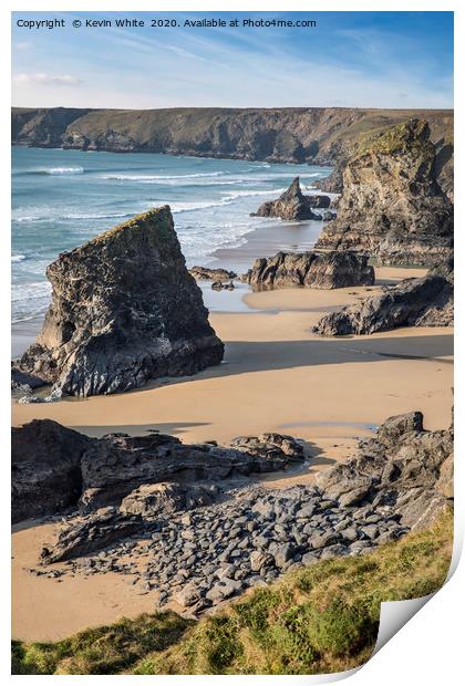 Cornwall Carnewas bay Print by Kevin White