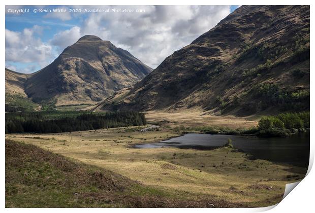 green pastures in Glen Etive Print by Kevin White