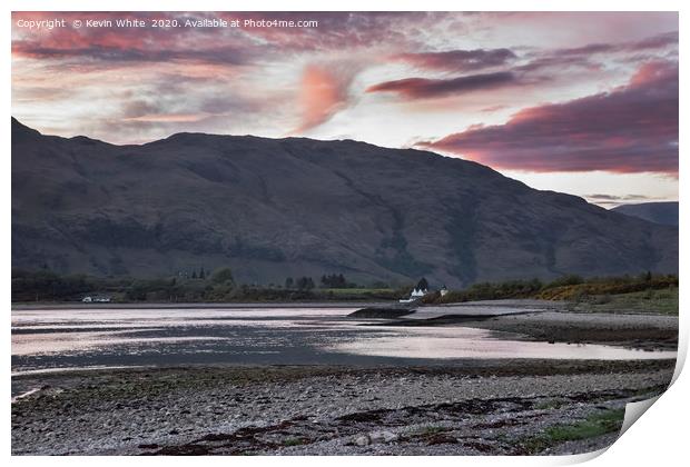 sunset over Loch Linnhe Print by Kevin White