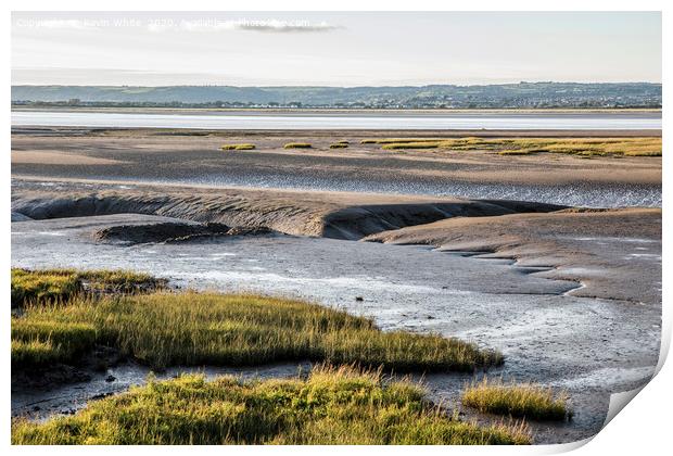 low tide on river Loughor Print by Kevin White