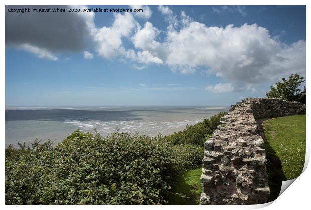 view from LLansteffan Castle across the sea Print by Kevin White