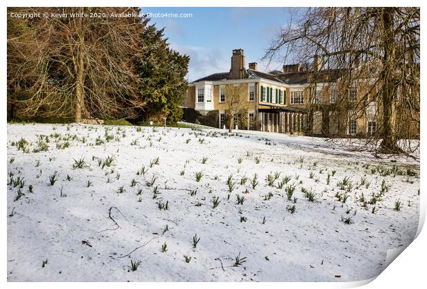 Polesden Lacey with a drop of snow Print by Kevin White
