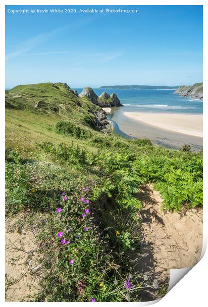 Three Cliffs Bay Wales Print by Kevin White