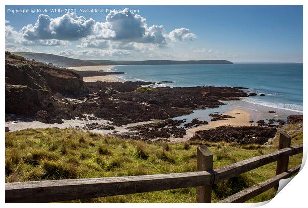 Cliff walk to Woolacombe Print by Kevin White
