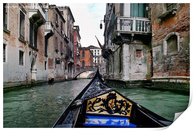 Canal trip through Venice Print by Kevin White