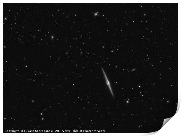 Needle Galaxy (NGC 4565) in Coma Berenices Print by Łukasz Szczepański
