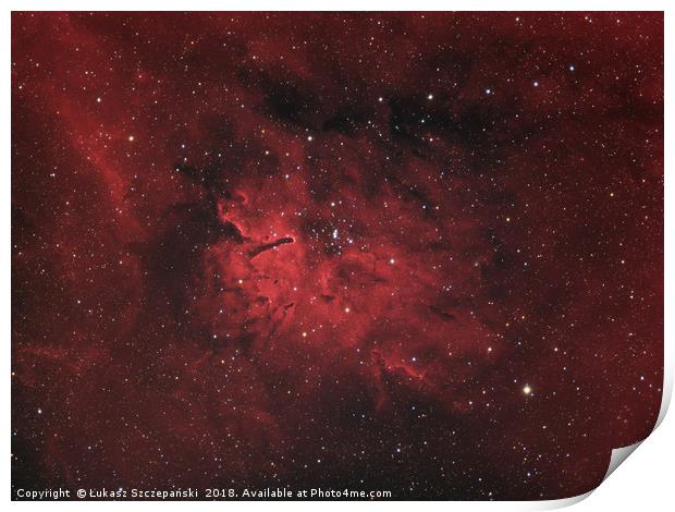 Emission nebula Sh2-86 and star open cluster NGC 6 Print by Łukasz Szczepański